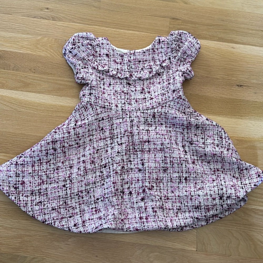 Janie and Jack gorgeous boucle tweed purple flair dress size 3